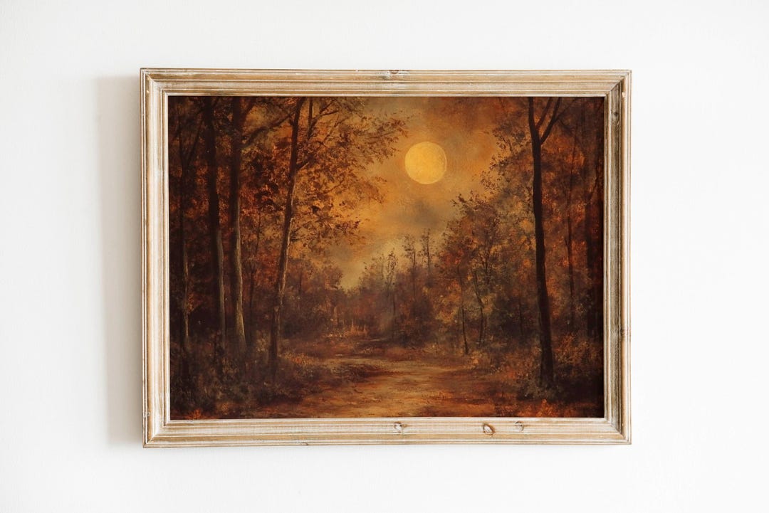 Moody Rustic Fall Landscape Print, Vintage Autumn Wall Art Printable ...