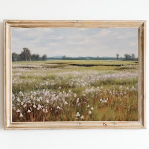 Spring Meadow Painting Wall Art, Vintage Landscape Prints, Country Field, Printable, Downloadable, Digital Download