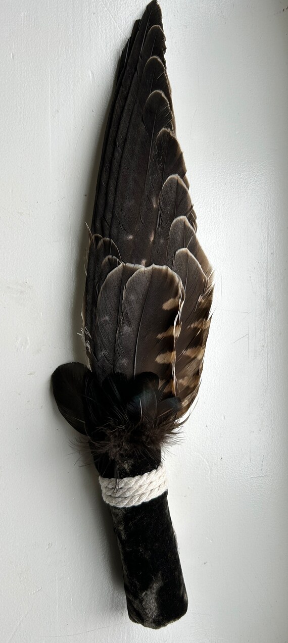 Incense fan "play of colours", feather fan, shamanic tool