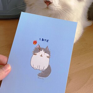 Techno et Psytrance les chats, humour drôle, impressions artistiques A6 mignonnes/cartes postales (style griffonnage/décoration murale/amoureux des chats/grande personnalité)