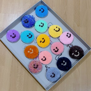 Smiley Cookie-like Punch Needle Keychain for Bag, Keys, Airpod, Pouch etc