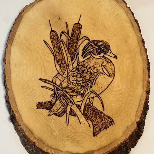 Wood Plaque - Duck - Hand Crafted - Wood Burning