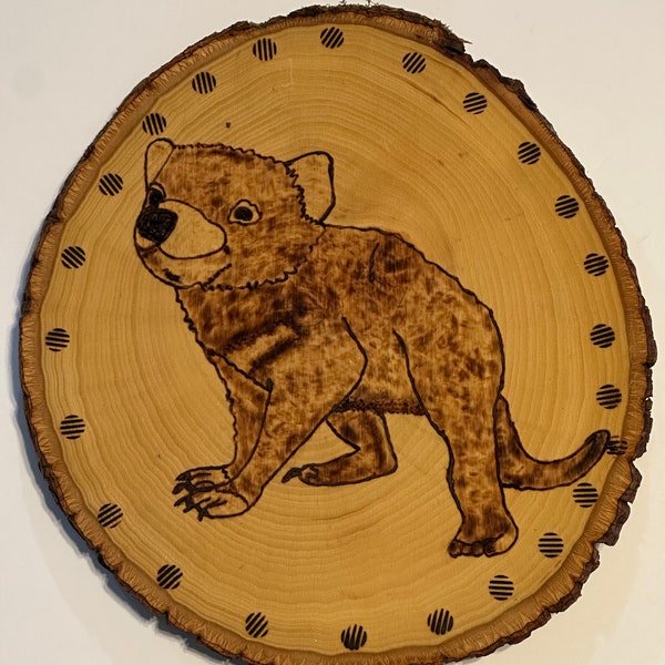 Wood Plaque - Real Tasmanian Devil - Hand Crafted - Wood Burning