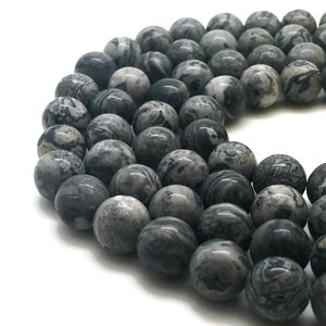 Landscape jasper 10mm - 37 beads per strand - round natural landscape jasper beads