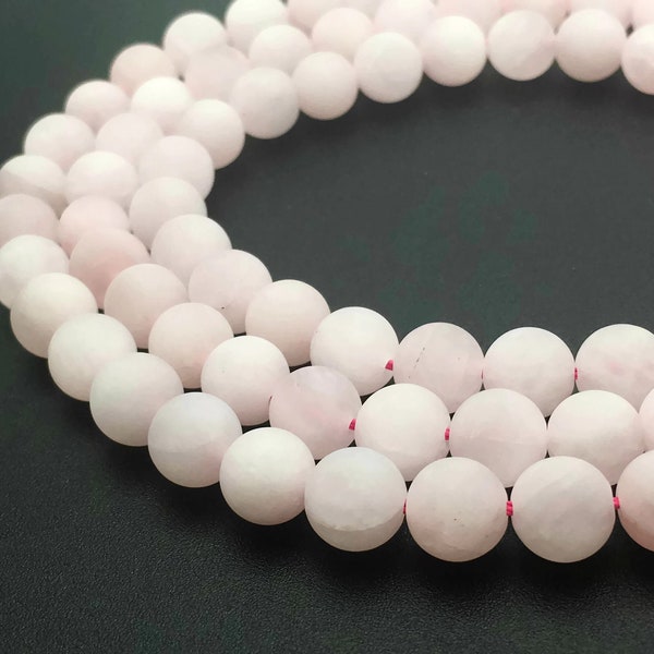 10mm frosted rose quartz - 37 beads per strand - round natural frosted rose quartz beads