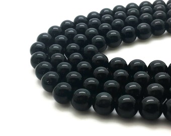 Fil De Perles En Obsidienne Noire Arc-en-ciel - 39cm, Environ 90 Pièces, Boules 3-4mm, Fait Main