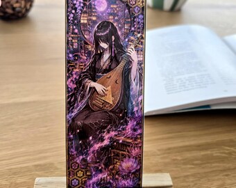 Marcador Nakime Demon Slayer ? Marcador de anime Kimetsu no Yaiba | Regalo manga | Laminado | Arte de abanico de 15,6 x 5,8 cm