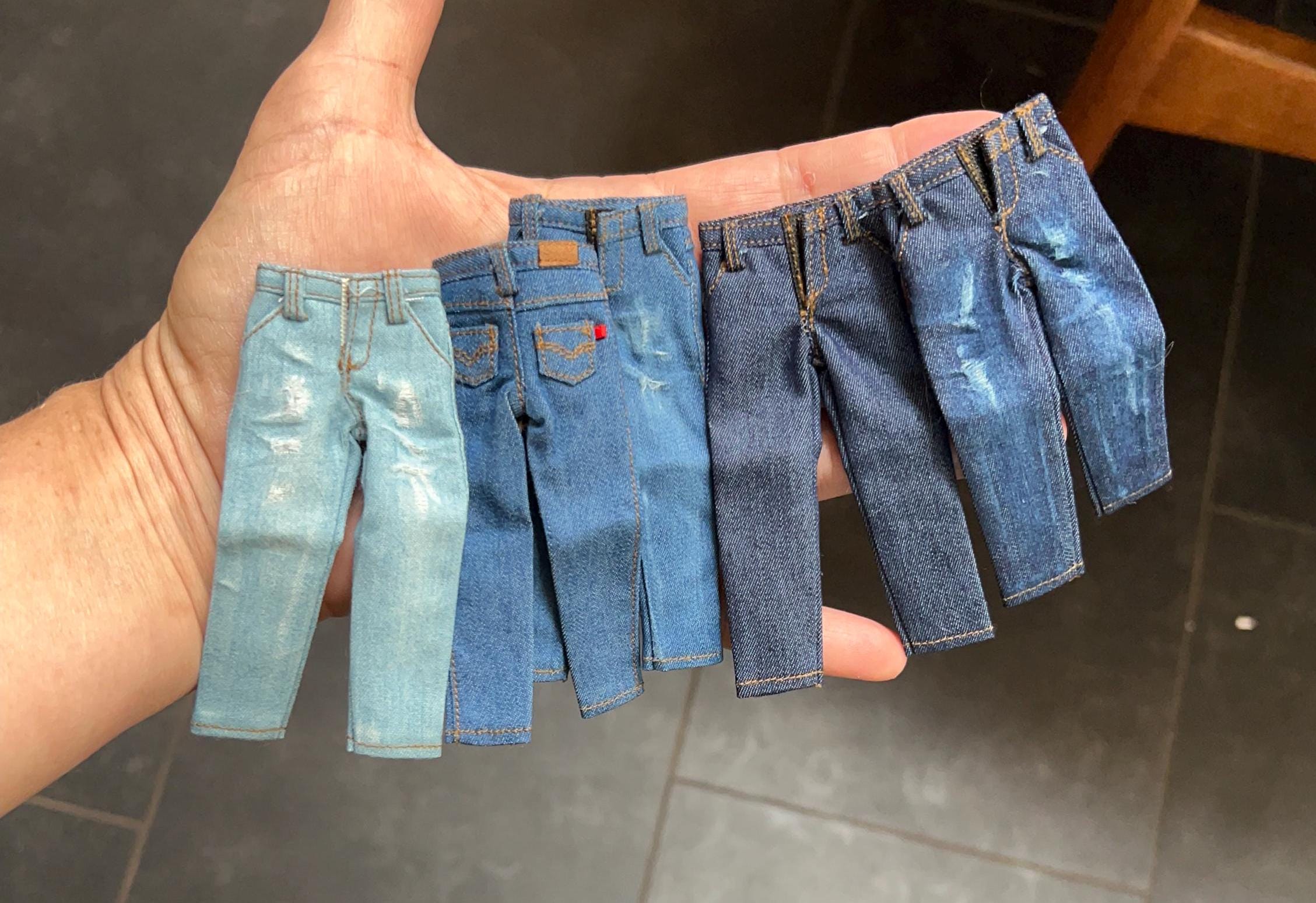 Dollhouse Miniature Jeans 1/12 Jeans Pants Men's Denim Red