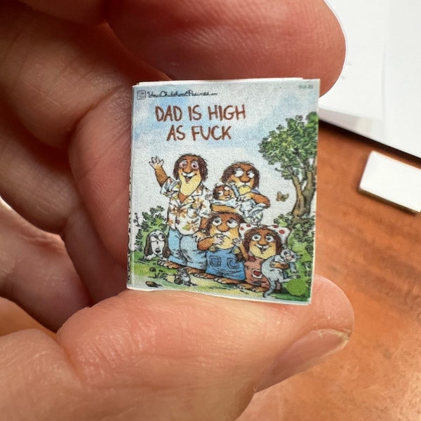 Dad’s high as fuck dollhouse miniature book 1/12 one twelfth for dollhouse weed stoner 1/6 Blythe phicen drugs gifts husband fathers day bjd