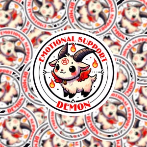 Démon du soutien émotionnel, Sticker vinyle Baphomet, Résistant à l'eau, Découpe, Sticker bouteille d'eau pour ordinateur portable, Sticker amusant, Laminé