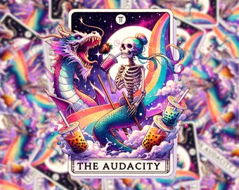 Pegatina de vinilo de la carta del Tarot Audacity: Resistente al agua
