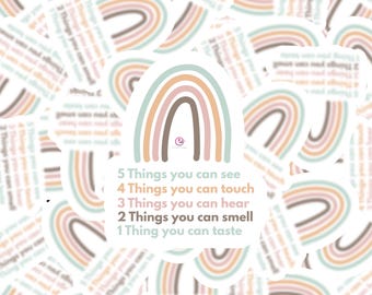 DBT 5 Grounding Things Water Resistant Vinyl Sticker: Mental Health