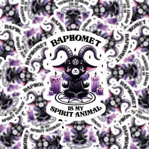 Baphomet Is My Spirit Animal, vinylsticker, waterbestendig, gestanst, sticker laptop waterfles, grappige sticker, gelamineerd