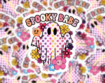 Spooky Babe Pastel Ghost Vinyl Sticker: Water Resistant