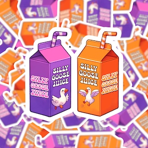 Silly Goose Juice Vinyl Sticker, Water Resistant, Die Cut, Laptop Water Bottle, Funny, Laminated
