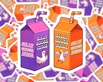 Silly Goose Juice Vinyl Sticker, Water Resistant, Die Cut, Laptop Water Bottle, Funny, Laminated