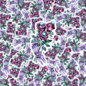 Anti Valentines, Pastel Goth Style, Vinyl Sticker, Skulls and Roses, Waterproof, Die Cut, Laptop, Water Bottle, Scrapbook, Laminated