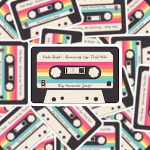 Kate Bush, Running Up That Hill Cassette Tape Vinyl Sticker, Water Resistant, Die Cut, Laptop, Water Bottle Decal, Planner Sticker