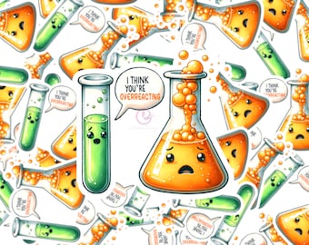 Funny Science Chemistry Water Resistant Vinyl Sticker: Overreacting Pun