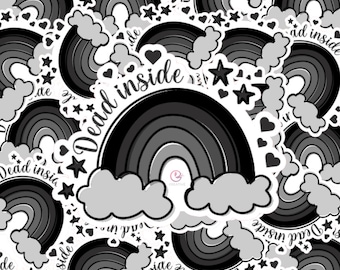 Dead Inside Sarcastic Vinyl Sticker, Water Resistant, Die Cut, Laptop Water Bottle Decal, Funny Sticker, Laminated, Splash-proof,