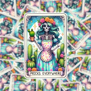 Décalcomanies en vinyle tarot, cactus rigolos, résistant à l'eau, découpes, autocollant pour bouteille d'eau pour ordinateur portable, décalcomanie rigolote, laminé