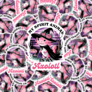 Axolotl Spirit Animal Vinyl Sticker, Water Resistant, Die Cut, Laptop Decal, Water Bottle Sticker, Laminated