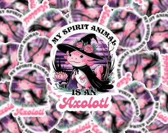 Axolotl Spirit Animal Vinyl Sticker: Water Resistant