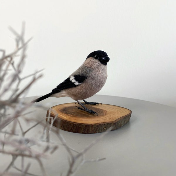 Bullfinch Felting wool birds hand made souvenirs nature ornithology birdwatching gift.