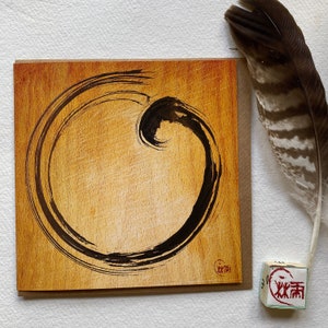 Presença - Cartão de tinta Sumi de Colin Willcox - Arte Zen - Meditativo - Atenção plena - Pinturas em tinta japonesa