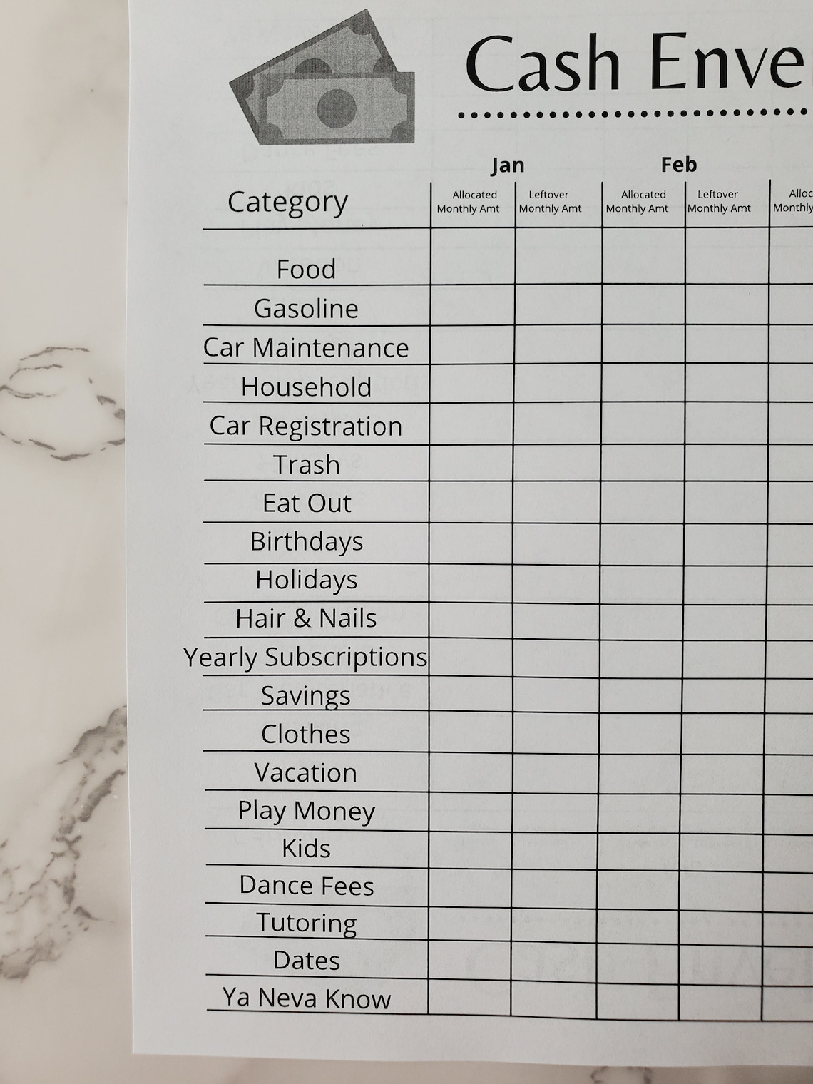 Printable Dave Ramsey, Cash Budgeting, Cash Envelope Tracker Worksheet ...