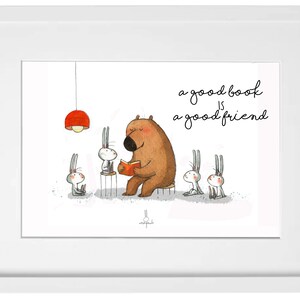 Stampa illustrazione Orso e Coniglietti