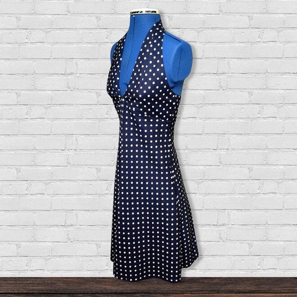 1970's Halterneck Dress | Vintage Polka Dot Halterneck