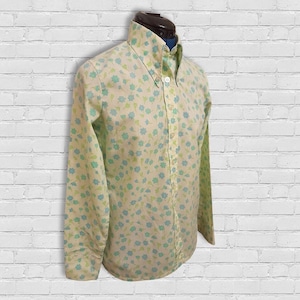 Dames jaren 1970 buttondown kraag shirt | Blouse met bloemmotief uit de jaren 70