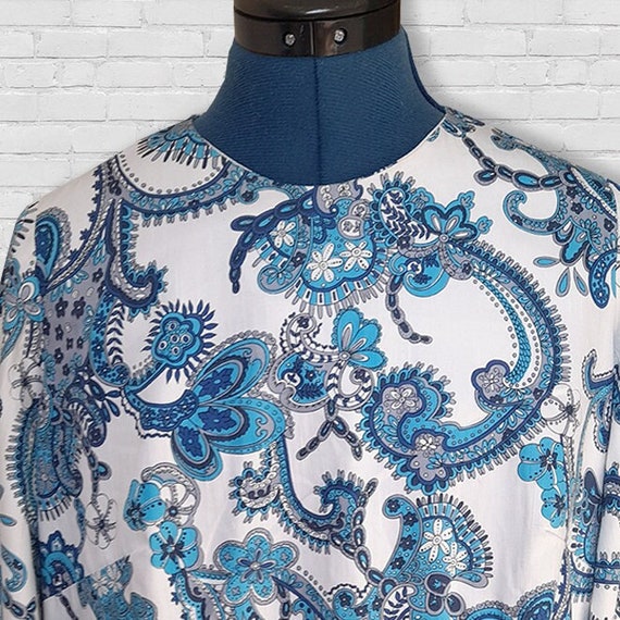 Long Sixty Dress Blue Paisley Print