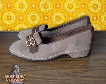 1960s Suede & leather buckle Mod Shoes