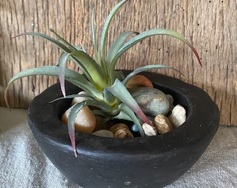 Handcrafted Dark Charcoal Concrete Bowl, Jewelry Dish, Candle Holder