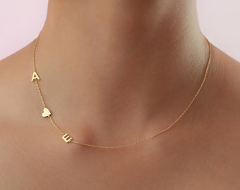 Gold Sideways initial Necklace - Custom Name Necklace - Personalized Gifts - Christmas Gifts - Mothers Day Gifts - Gifts for Her - Letter