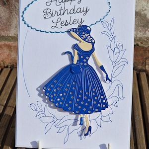 13 x 18 cm Blue Lady Geburtstagskarte - kann personalisiert werden