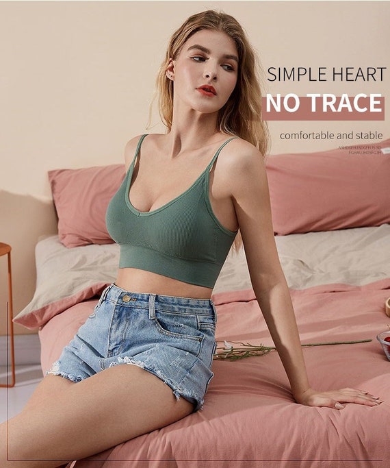Women Crop Top Seamless Underwear Female Crop Tops Sexy Lingerie Fashion  With Removable Padded Camisole 1/2pcs -  Denmark