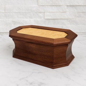 Walnut & Birdseye Maple Keepsake Box: Octagon Wood Memory Box