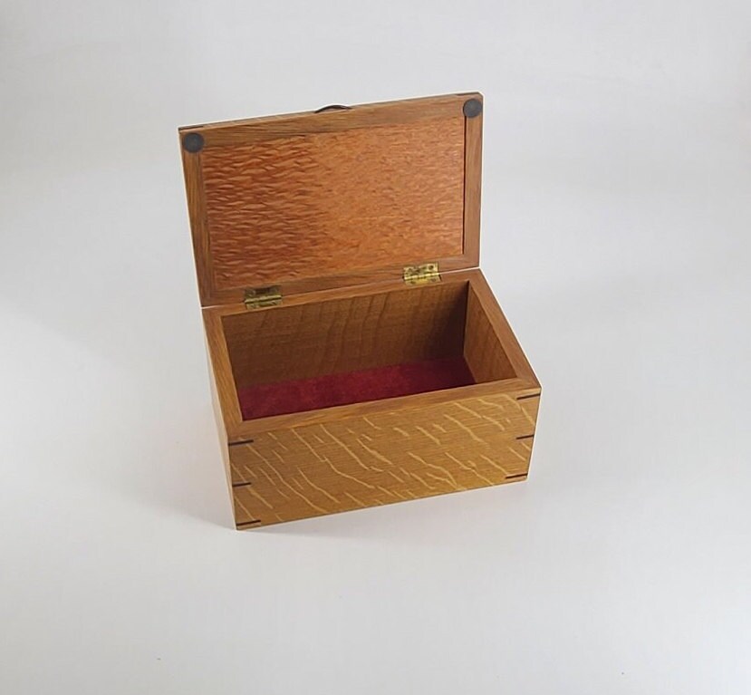 Quarter Sawn White Oak and Lacewood Keepsake Box With Trays