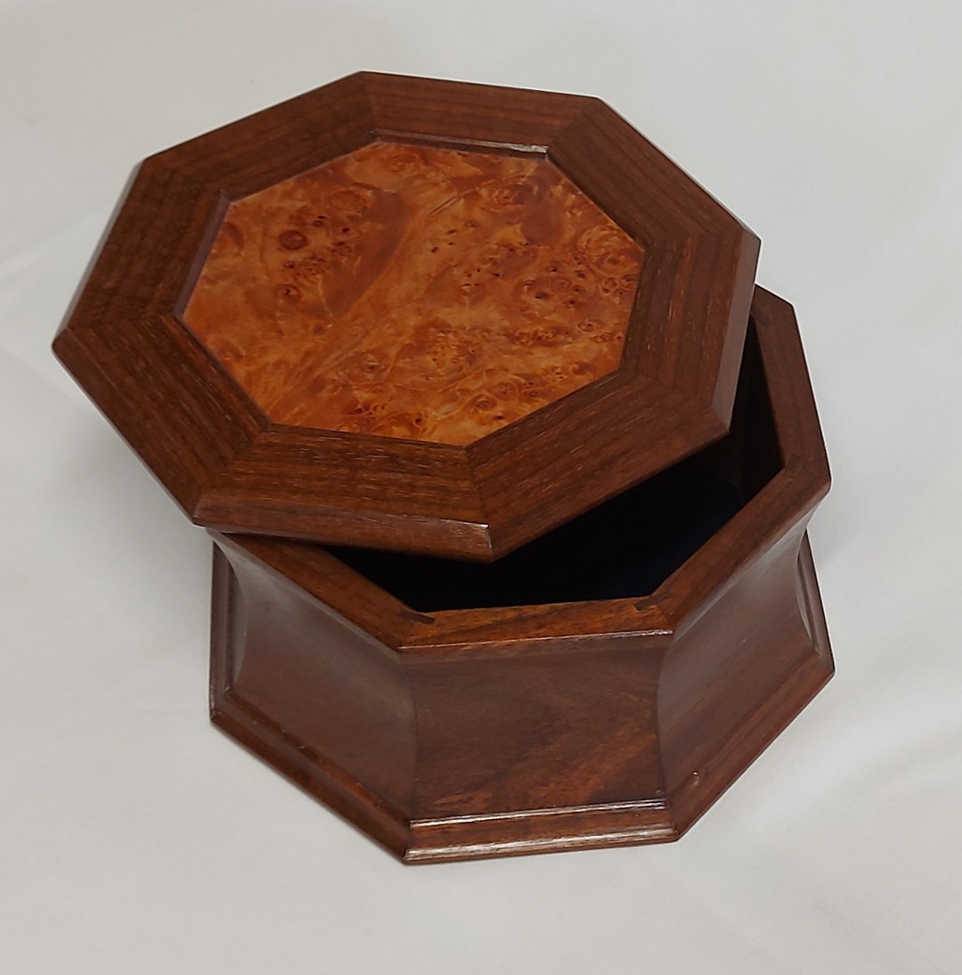 Walnut Small Octagon Gift Box, Keepsake Box, Memory Box Etsy