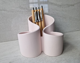 Large Pastel Pink Pen Pot Desk Storage Organiser