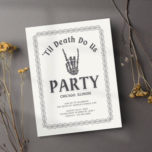 Til Death Do Us Party Bachelorette Itinerary | Spooky Bachelorette | Halloween Bachelorette | Witchy Bach | Bride or Die | Canva Template