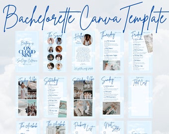 Bachelorette Itinerary Mobile Template: On Cloud Nine Canva Invitation (Digital)