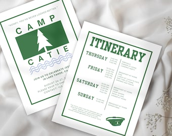 Camp Bachelorette Itinerary | Bachelorette Party Agenda | Party Invitation | Camp Themed Bachelorette | Summer Camp Bachelorette | Hen Party