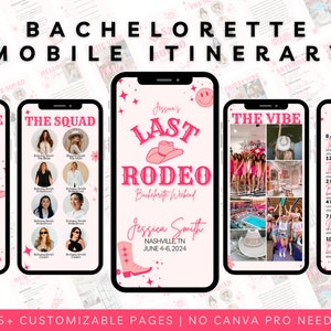 Nashville Bachelorette Weekend Itinerary Template | Let&#39;s Get Nashty Invitation Last Rodeo Cowgirl Canva Template Let&#39;s Go Girls Invite Hen