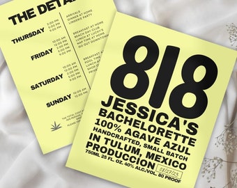 818 Tequila Inspired Bachelorette Party Itinerary Template | Margaritas & Matrimony Bachelorette Tulum Mexico Itinerary Template Canva Margs
