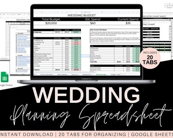 Wedding Planning Spreadsheet Template Digital Download Google Sheet Collaborative Spreadsheet Wedding Budget Guest List Customize Organized