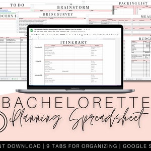 Bachelorette Planning Spreadsheet Template Digital Download For Google Sheets Wedding Spreadsheet Bach Budget Bridal Party Guest List Custom